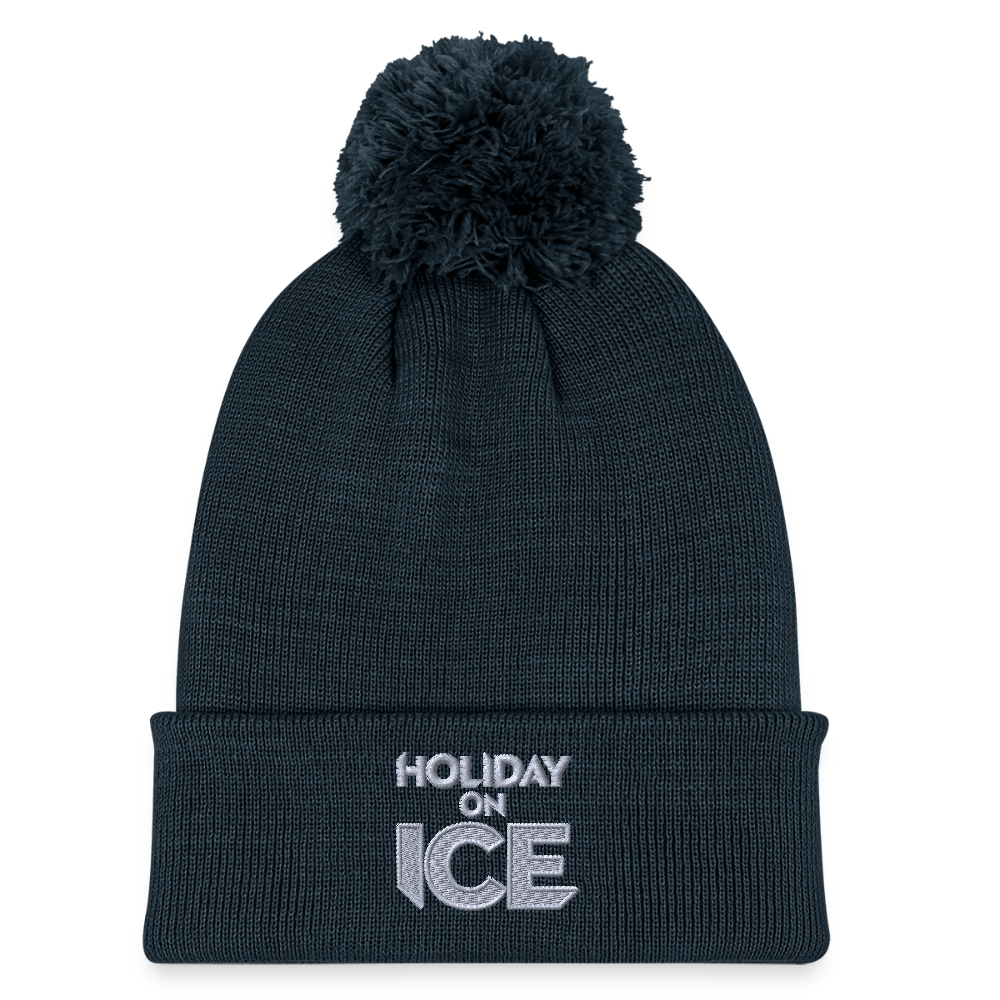 Knitted hat with pompom - navy