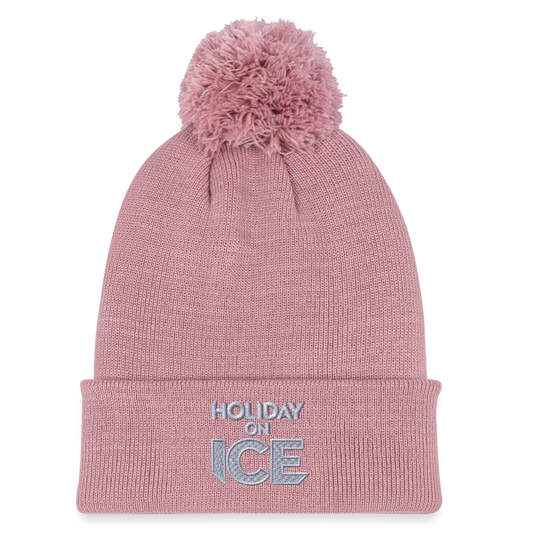Knitted hat with pompom - canyon pink
